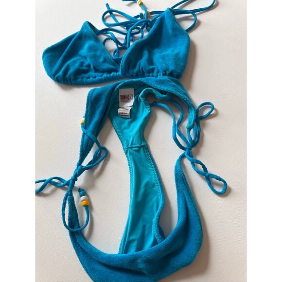 MC2 Saint Barth Blue Terry Cloth Triangle Bikini Set - Size M - Picture 8 of 9